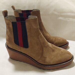 Cecelia New York Tan Suede Gemma Chelsea Wedge Ankle Boot